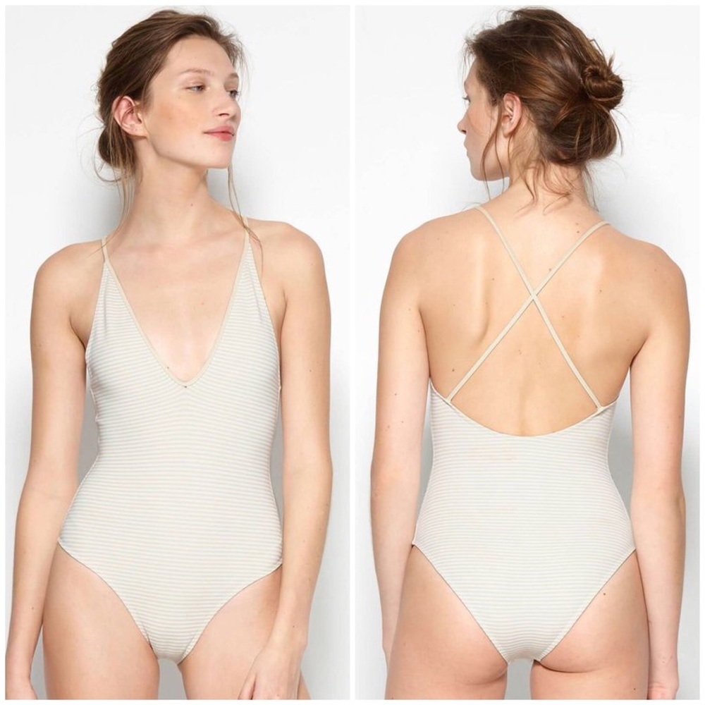 MARYSIA Harbour Island Maillot One Piece Swim - Seta Panna NWT